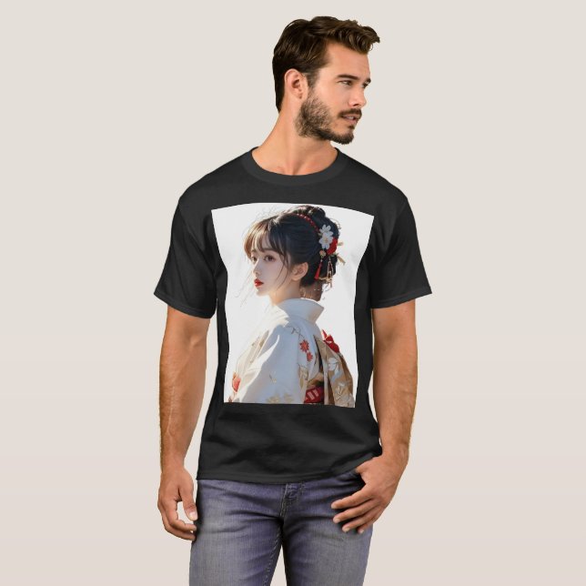 Elegant Kimono Girl Museo Cantonale d'Arte Inspiri T-Shirt (Vorne ganz)