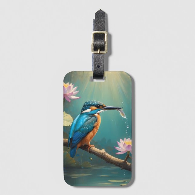 Elegant Kingfisher Bird Gepäckanhänger (Vorderseite Vertikal)