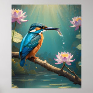Elegant Kingfisher Bird Poster