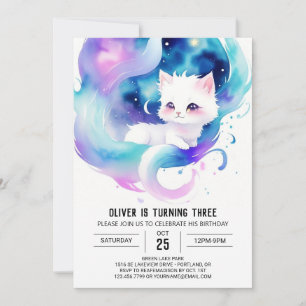 Elegant Kitty Magical Birthday Einladung