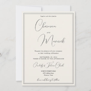Elegant Klassisch Beige Hochzeit Einladung