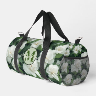 Elegant klassisch grün botanisch weiß Blüte Duffle Bag