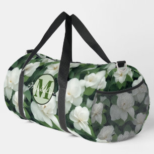 Elegant klassisch grün botanisch weiß Blüte Duffle Bag
