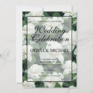 Elegant klassisch grün botanisch weiß Blüte Einladung