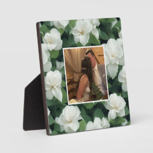 Elegant klassisch grün botanisch weiß Blüte Fotoplatte