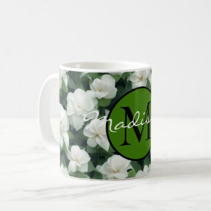 Elegant klassisch grün botanisch weiß Blüte Kaffeetasse