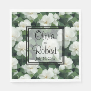 Elegant klassisch grün botanisch weiß Blüte Serviette