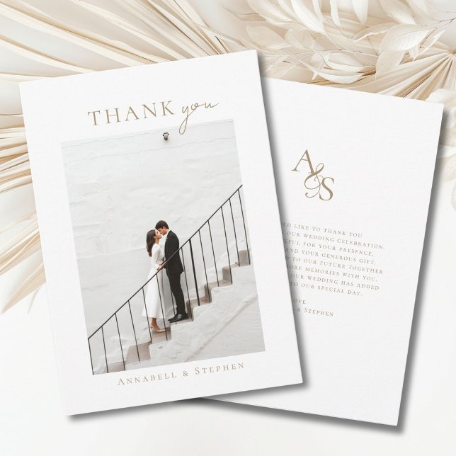 Elegant, klassisch, Monogram, danke! 1 FOTO Dankeskarte (Elegant, Classic, Monogram, Thank you! 1 Photo Thank You Card)