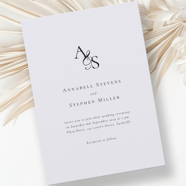 Elegant, klassisch, Monogramm, grau, Hochzeit Einladung (Von Creator hochgeladen)