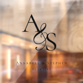 Elegant, klassisch, Monogramm, Hochzeit Fensteraufkleber