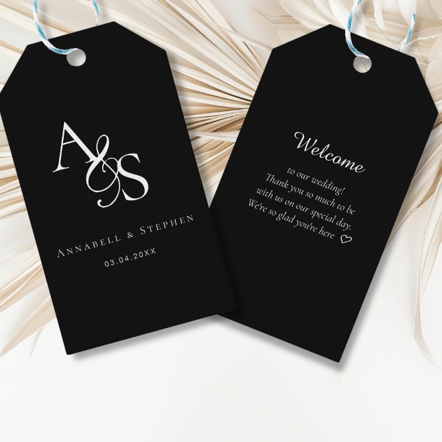 Elegant, klassisch, Monogramm, Hochzeit Geschenkanhänger (Von Creator hochgeladen)