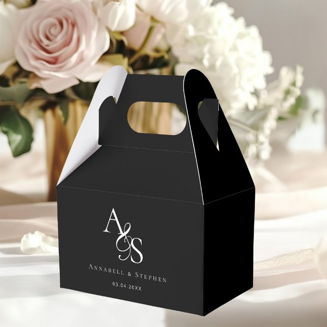 Elegant, klassisch, Monogramm, Hochzeit Geschenkschachtel (Elegant, Classic, Monogram, Ampersand, Black, Wedding Favor Boxes. With your Monogram, Name & Date.)