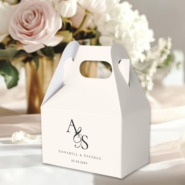 Elegant, klassisch, Monogramm, Hochzeit Geschenkschachtel (Elegant, Classic, Monogram, Ampersand, Beige, Wedding Favor Boxes. With your Monogram, Name & Date.)