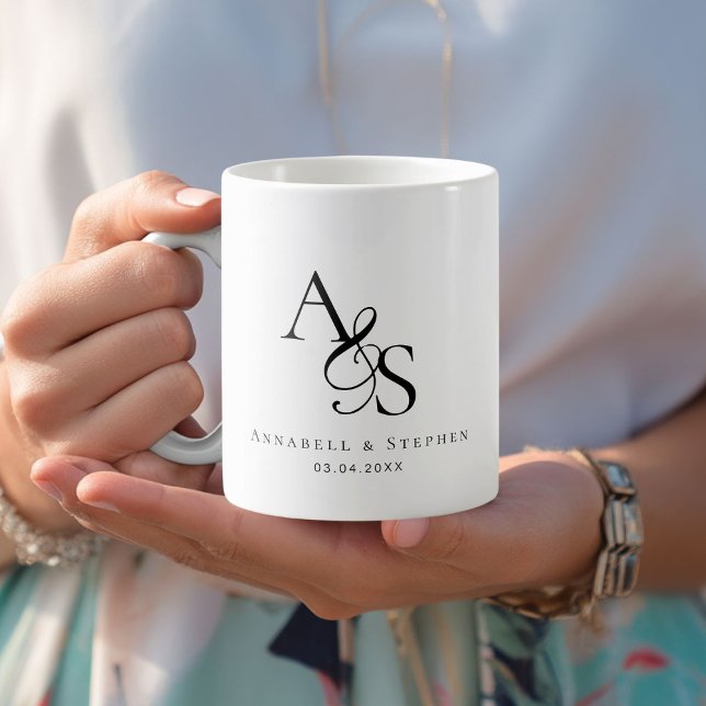 Elegant, Klassisch, Monogramm, Hochzeit Kaffeetasse (Elegant, Classic, Monogram, Wedding Coffee Mug)