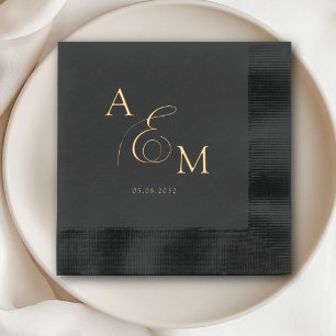 Elegant, Klassisch, Monogramm, Hochzeit Servietten Mit Folie