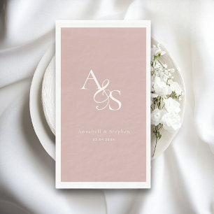 Elegant, Klassisch, Monogramm, Rosenrot, Hochzeit Serviette