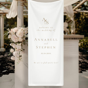 Elegant, klassisch, Monogramm, weiß, Hochzeit Banner