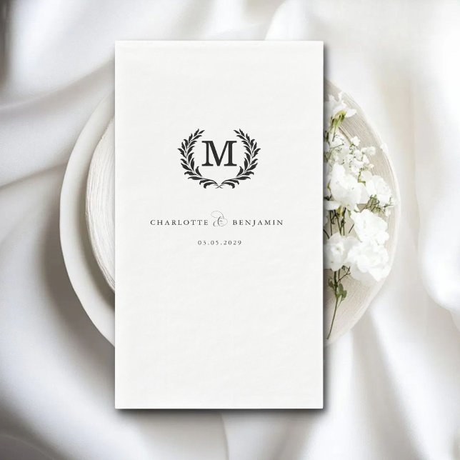 Elegant, klassisch, Monogramm, weiß, Hochzeit Serviette (Elegant, Classic, Monogram, White, Wedding Paper Guest Towels)