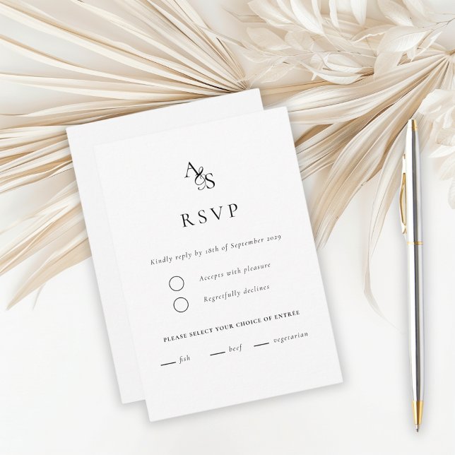 elegant, klassisch, Monogramm, weiß, UAWG RSVP Karte (Von Creator hochgeladen)