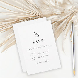 elegant, klassisch, Monogramm, weiß, UAWG RSVP Karte