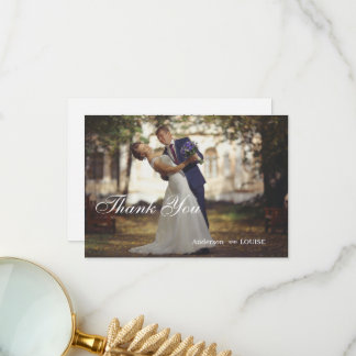 Elegant klassische schwarze und weiße Kalligrafie Dankeskarte