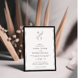 elegant | Klassischer Monogramm-Hochzeitsrahmen Einladung<br><div class="desc">Schwarz-Weiß zeitlos und stilvoll monogramm Blatt Hochzeitseinladung.</div>