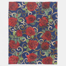 Elegant klassisches Damast Vintage rote Rose Navy