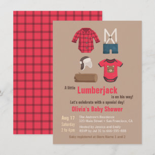 Elegant Kleine Lumberjack Baby Shower Einladungen