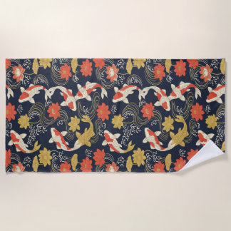 Elegant Koi Fish and Lotus Pattern Strandtuch