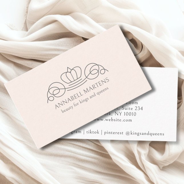 Elegant, königlich, Salon, rot-weiß Visitenkarte (Elegant, royal, salon blush-gray business card)