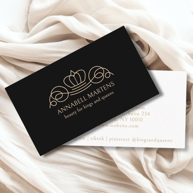 Elegant, königlich, Salon, schwarz+beige Visitenkarte (Elegant, royal, salon, black+beige business card)