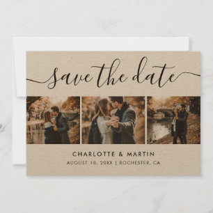 Elegant Kraft Paper Foto Collage Save The Date