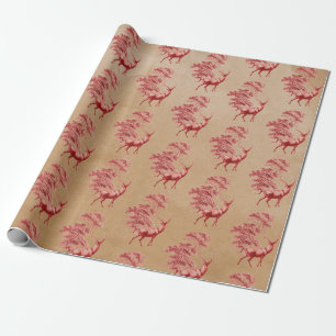 Elegant Kraft Paper Red Deer in Forest Geschenkpapier