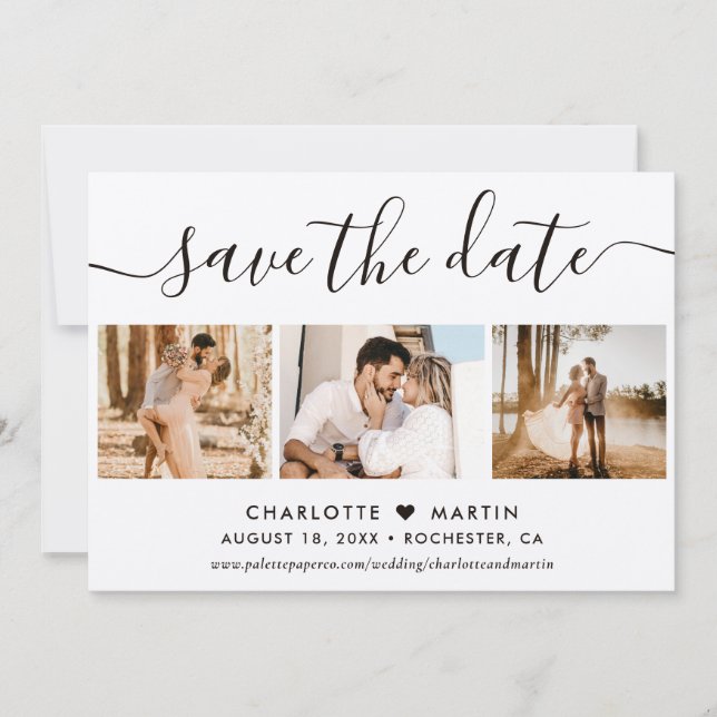 Elegant Kraft Paper Wedding 4 Foto Save The Date (Vorderseite)