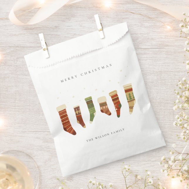 ELEGANT KRAFT RED GREEN STAR STRUMPFS GESCHENKTÜTCHEN (Ausgeschnitten)