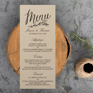 Elegant Kraft Wedding Menu Vorlagen