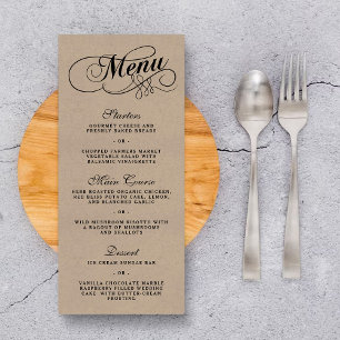 Elegant Kraft Wedding Menu Vorlagen Werbekarte