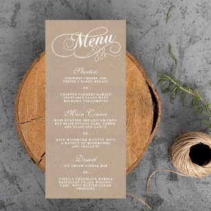 Elegant Kraft Wedding Menu Vorlagen Werbekarte