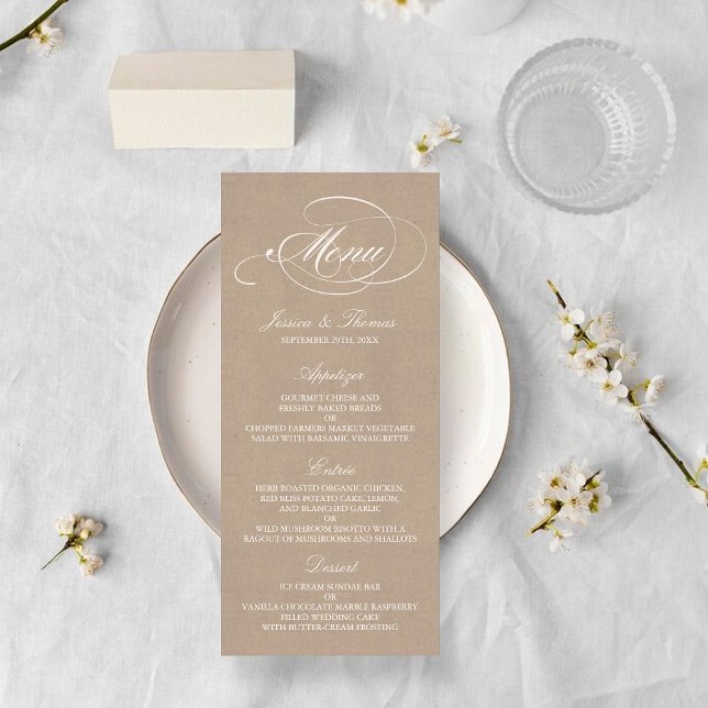 Elegant Kraft Wedding Menu Vorlagen Werbekarte (Von Creator hochgeladen)