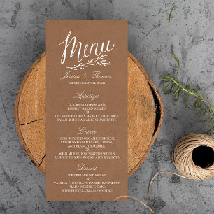 Elegant Kraft Wedding Menu Vorlagen Werbekarte