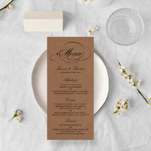 Elegant Kraft Wedding Menu Vorlagen Werbekarte