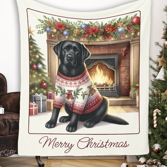Elegant Labrador Retriever Dog Frohe Weihnachten Fleecedecke (Von Creator hochgeladen)