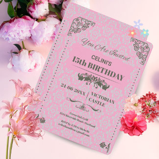 Elegant Lace 15. Geburtstag Einladungen - Rosa