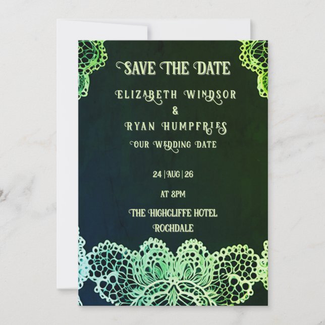 Elegant Lace" Einladung zur Hochzeit (Vorderseite)