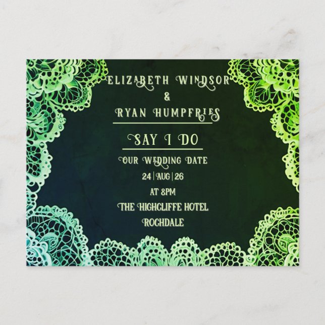 Elegant Lace" Einladung zur Hochzeit (Vorderseite)