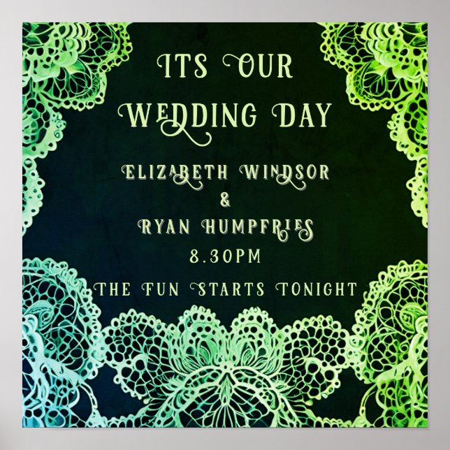 Elegant Lace" Einladung zur Hochzeit Poster (Vorne)