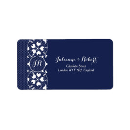 Elegant Lace Monogram Wedding Address Labels Adressaufkleber