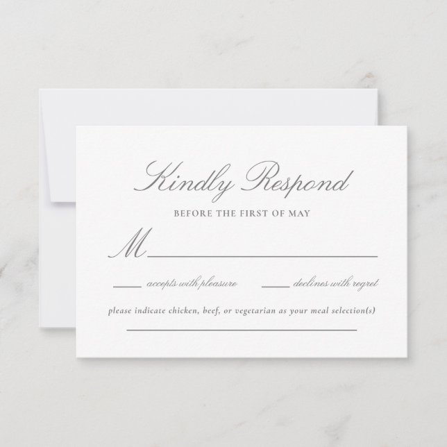 Elegant Lace Script Wedding RSVP Karte (Vorderseite)