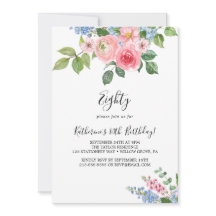 Elegant lackierte Blume 80. Geburtstag Einladung