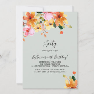 Elegant lackierte Blüte 60. Geburtstag Einladung